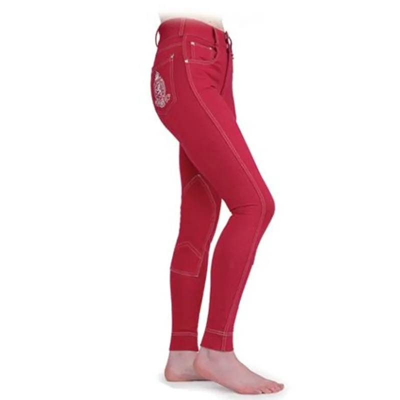 Shires Saddlehugger Embroidered Jodhpurs - Red